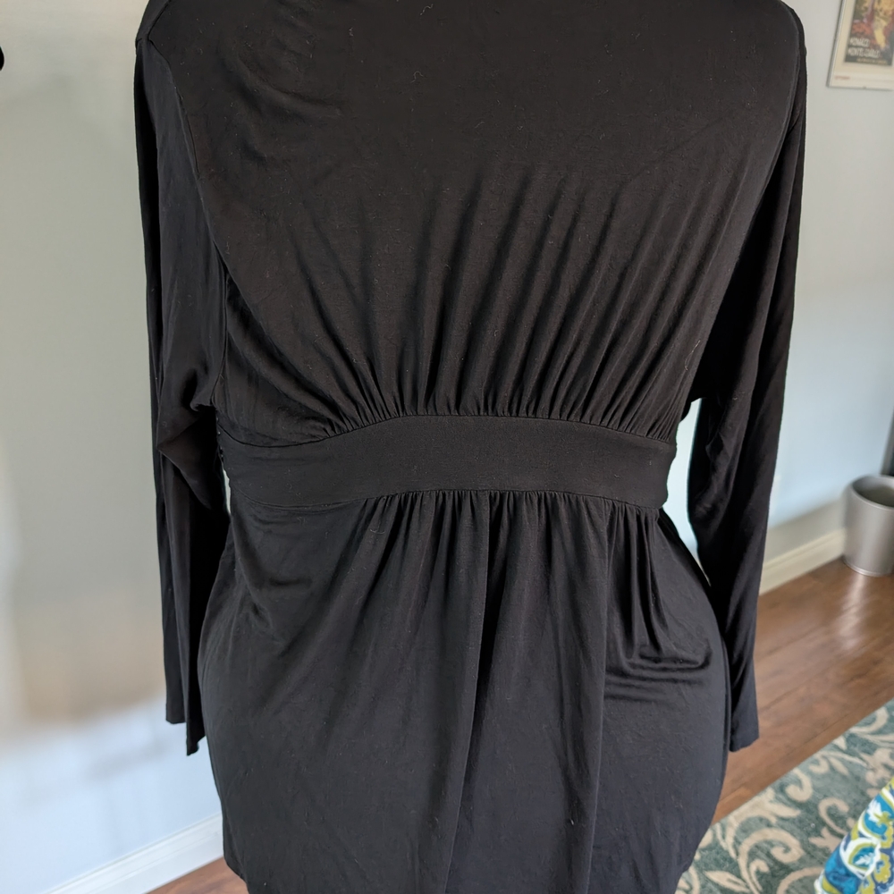 Melissa McCarthy Black Wrap Top with Tie Waist - Picture 2 of 3